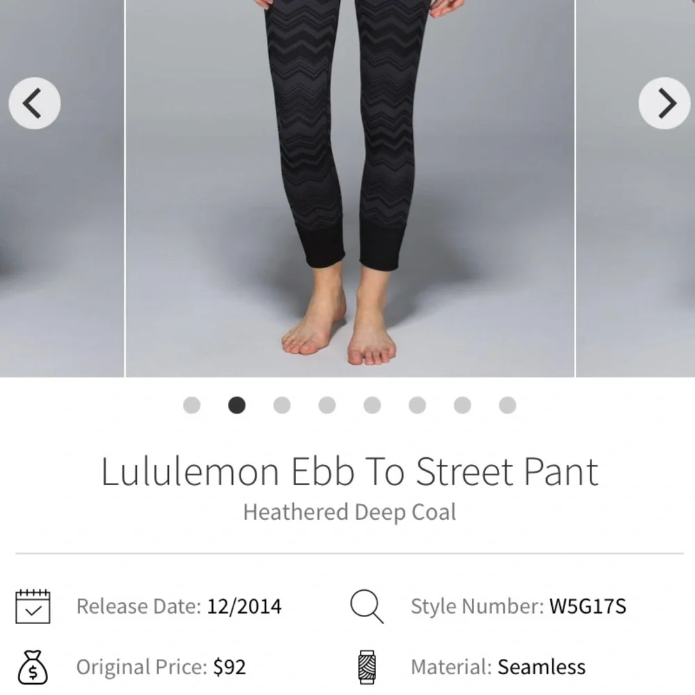 Lululemon Ebb to Street Pant Legging Heathered Deep Coal Size 4 Chevron Zig Zag